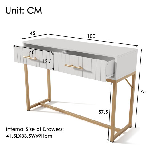 Dressing Table White -H76.5/W100/D45 cm 1