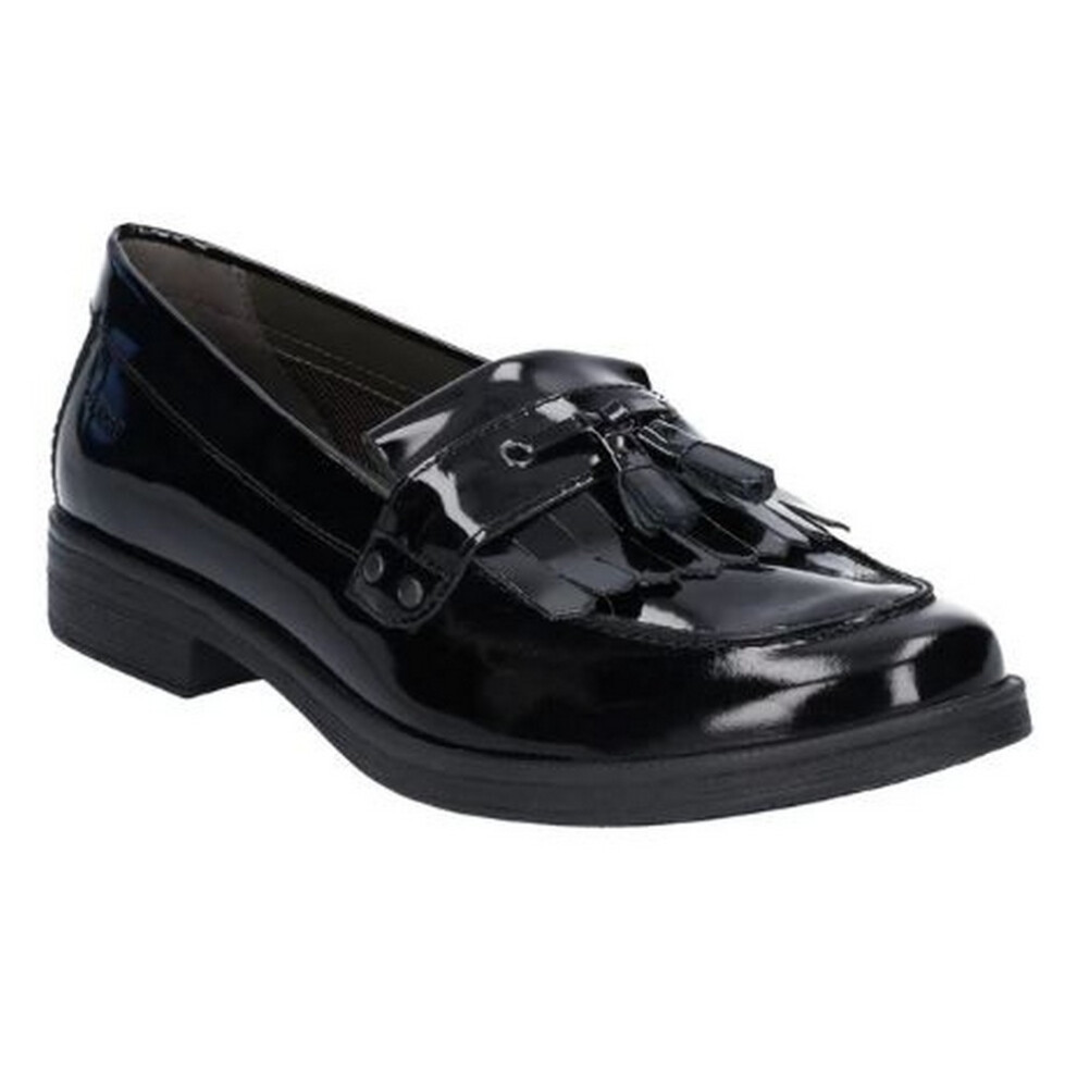 (3 UK, Black) Geox Girls J Agata A Slip On Leather Shoe