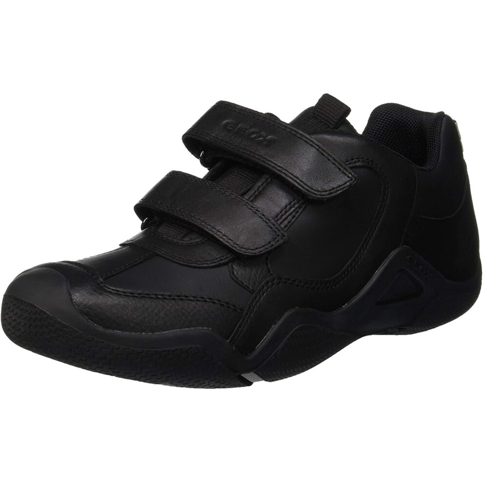 (3 UK, Black) Geox Boys J Wader A Touch Fastening Leather Shoe