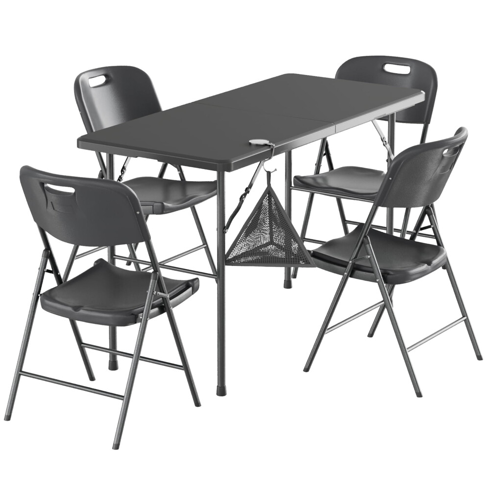 Ensemble table et chaises pliantes VECELO, pieds pliables et portables, pour pique-nique int   rieur/ext   rieur, 5 pi   ces, noir
