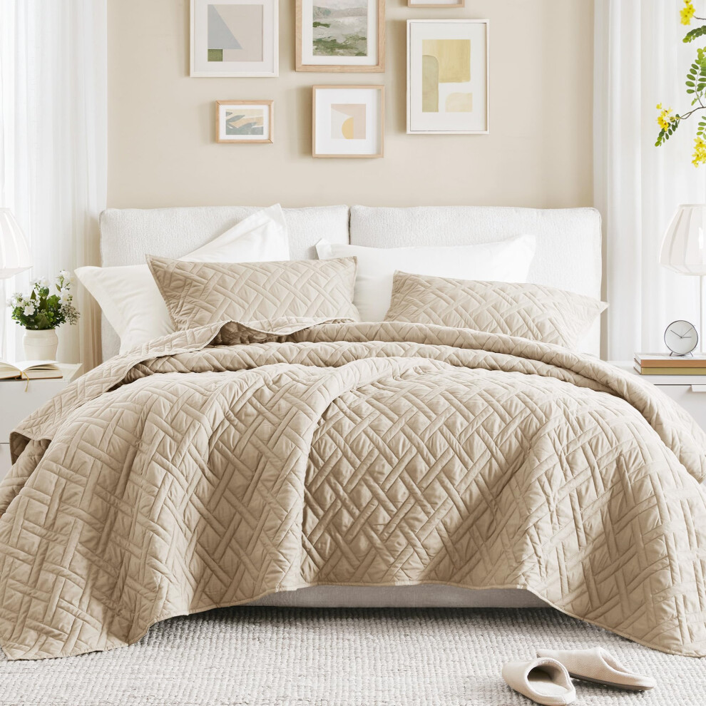 Ensemble de couette Queen Comfort Spaces Couvre-lit r   versible moderne Diamond Ensemble de literie Queen Couche d'hiver matelass   e confortable To