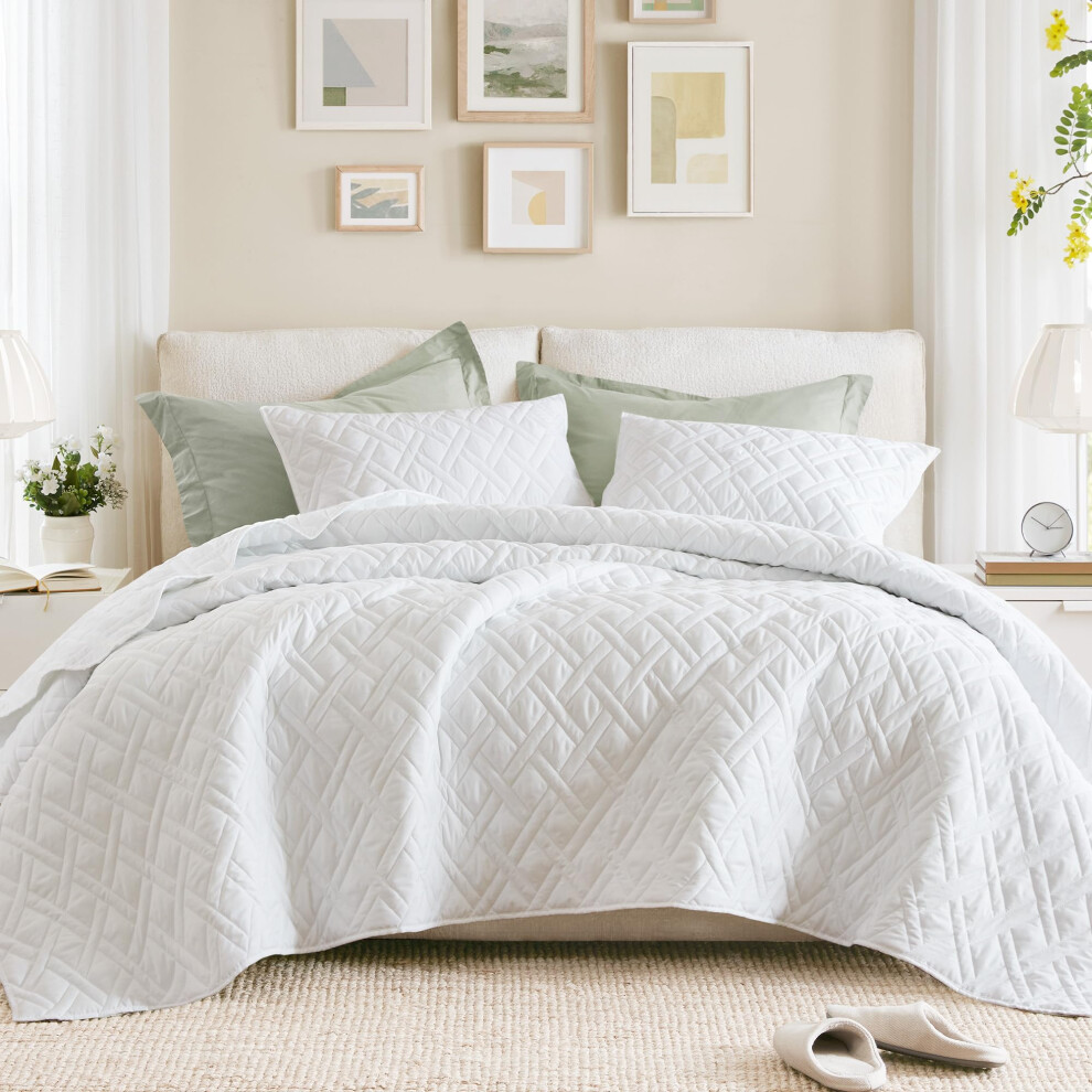 Ensemble de couette King Comfort Spaces Couvre-lit r   versible moderne Diamond Ensemble de literie King Couche d'hiver matelass   e confortable Tout