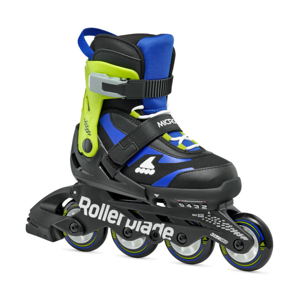 Rollerblade Microblade Kids Adjustable Fitness Inline Skate Black/Blue Junior Youth Performance Inline Skates