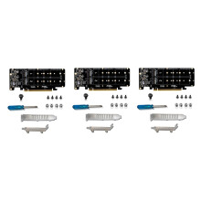 3X PCIE X16 to M.2 M-Key NVMEx4 SSD 2U Server Riser Card Double-Sided 4-Disk NVME PCI-EX16 Split