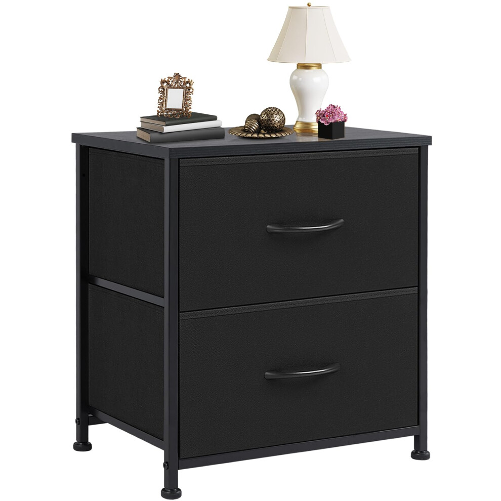 DUMOS Table de chevet petite commode avec 2 tiroirs en tissu Tables d'appoint Table d'appoint de chambre Meubles de rangement de chevet pour table de