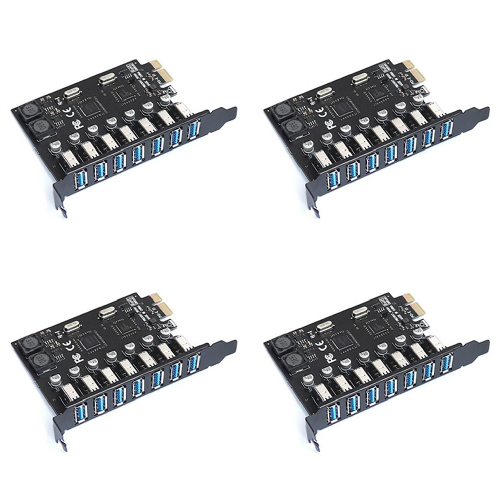 Photos - Card Reader / USB Hub 4X USB 3.0 PCI Express Adapter E to 7Ports 3 Expansion Card USB3 PCIe PCI-E X1 Controller Converter(VIA)