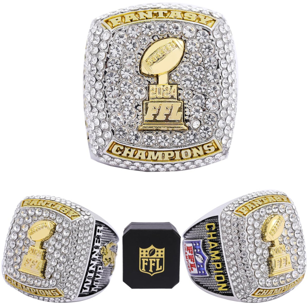 Bague De Fantasy Football Noblehead 2024 | Bague De Champion Ffl Lourde | Troph E Plaqu Or Et Argent Pour Le Vainqueur De La Fantasy Football Le-image