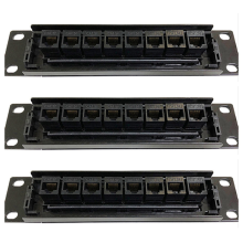 3X 8 Port Straight-Through CAT6 Patch Panel RJ45 Network Cable Adapter Jack Ethernet Distribution Frame