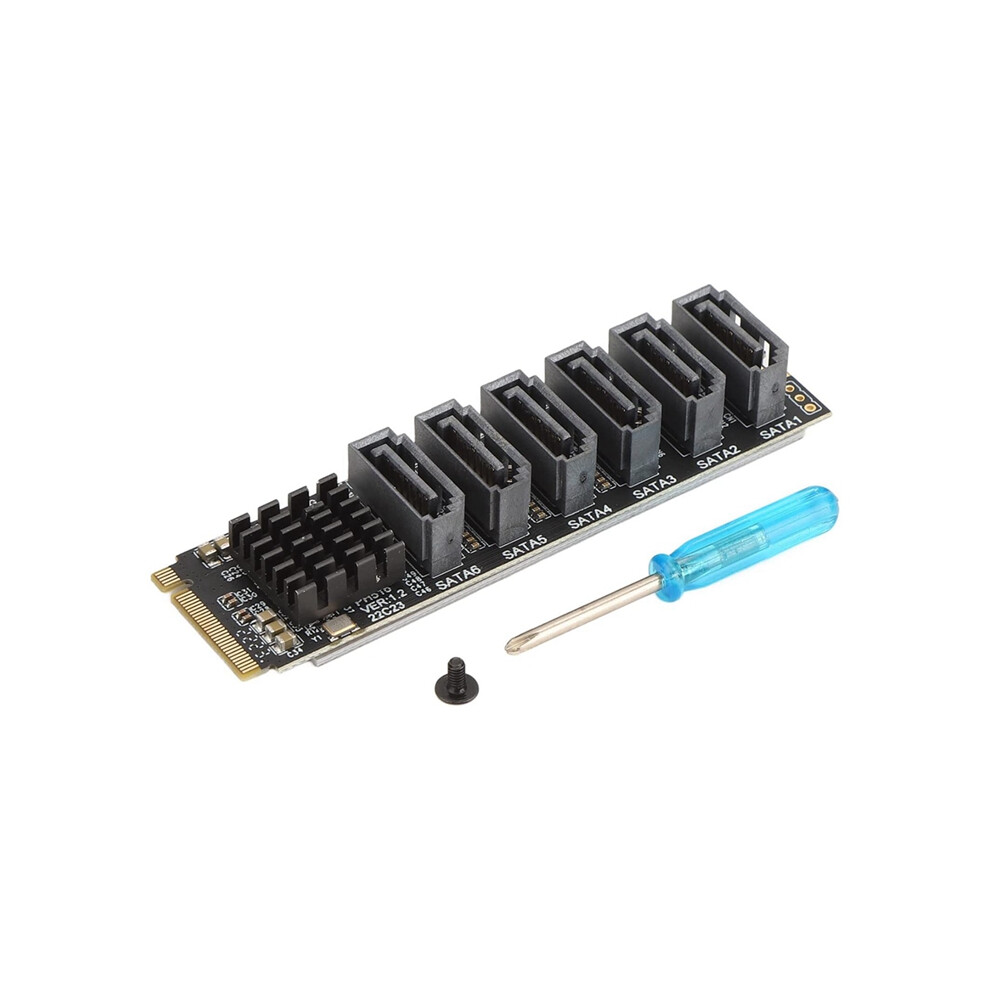 M.2 To Sata3.0 Adapter Card, Pcb 6Gbps High Speed Asm1166 Pcie Sata Expansion Card Support 6 Devices 4852496752996