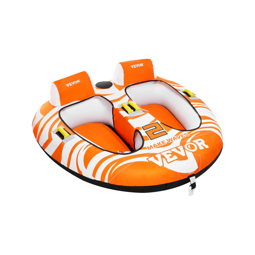 VEVOR Towable Tubes for Boating 2 Person  Inflatable Boat Tubes and Towables with 2 Cockpits  340lbs Water Sport Tubes for Boat to Pull - with 840D Fu