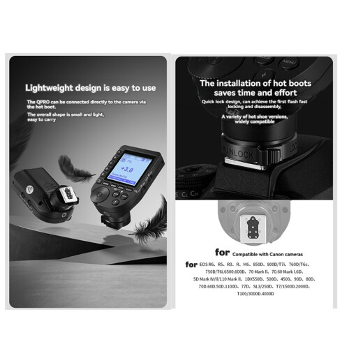 QPRO-C TTL Wireless Flash Trigger for , 1/8000s HSS, Tilt Design, Large LCD 1