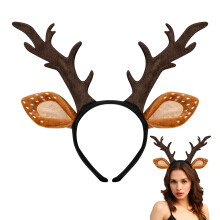 woxafo Hjortegevir Pandeb?nd Hjortekostume til kvinder Voksne S?de rensdyrhorn ?rer Kostumetilbeh?r til halloween Jul Cosplay Kostume Festbegunst