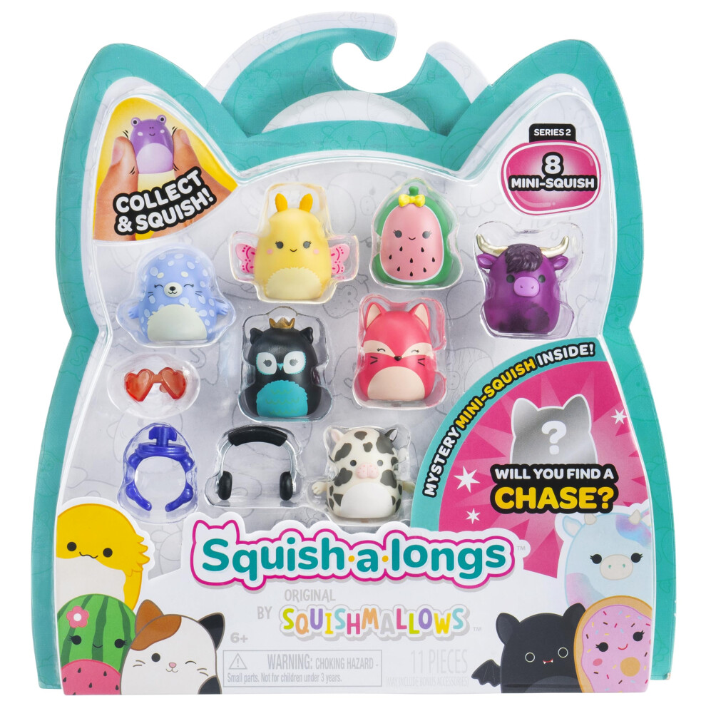Lot De 8 Squish-A-Longs De Squishmallows (Style 4- W2) : 8 Mini-Squish Avec 2 Accessoires, 1 Anneau Et Un Guide De Collection ! Collectionnez, éC-image