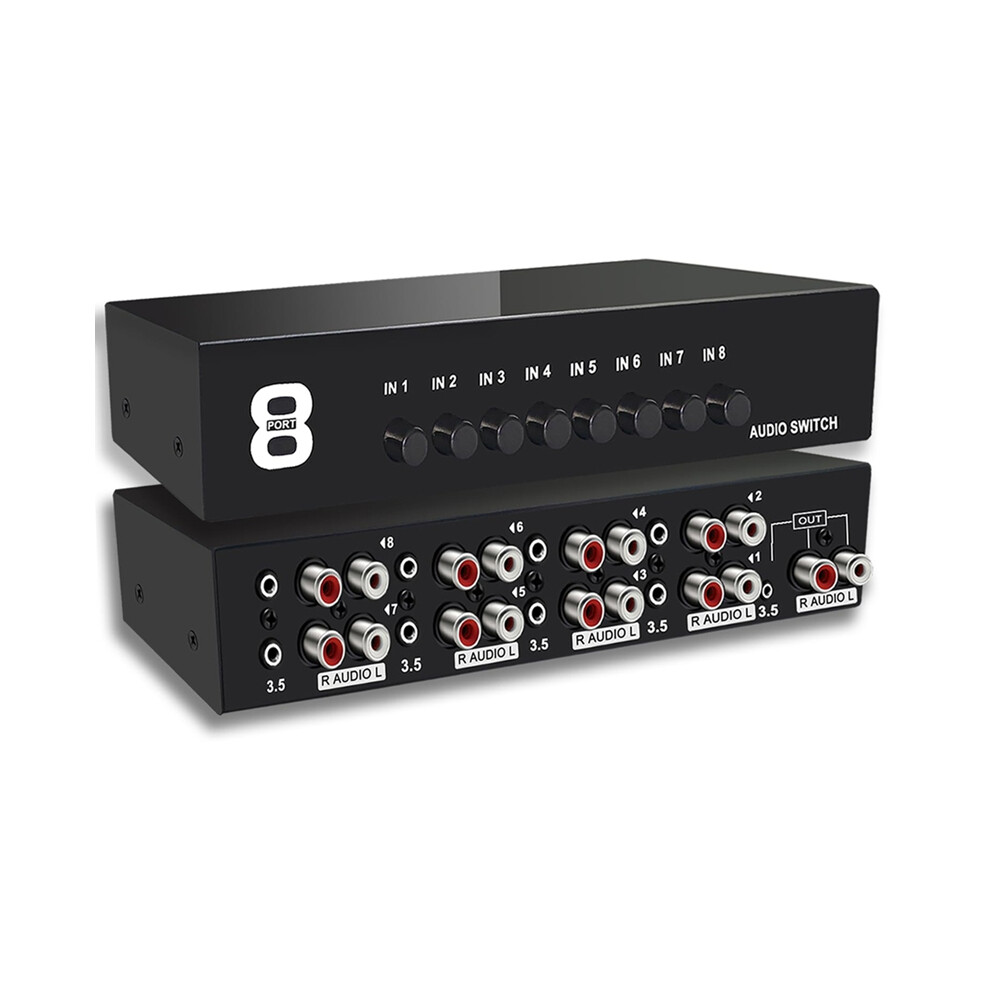 3.5Mm Aux + L/R Bi-Directional Stereo Audio Switch 8 In-1 Out A/B Analog Switcher Selector 4852496757663