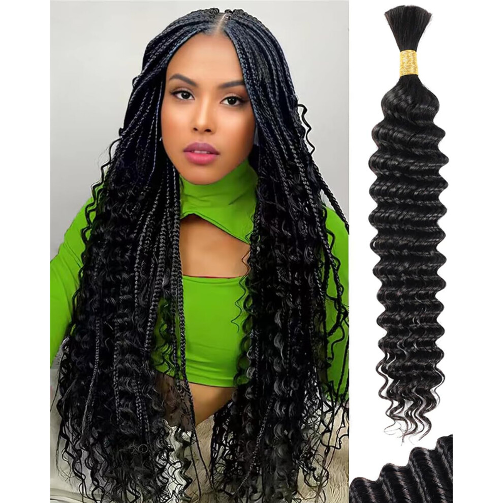 Lemeiily Unisex Human Braiding Hair 1 Bundle 50G 14Inch Deep Wave Bulk Human Hair For Braiding No Weft Curly Braiding Hair Bulk Curly Human Hair For Boho Braids 12A B