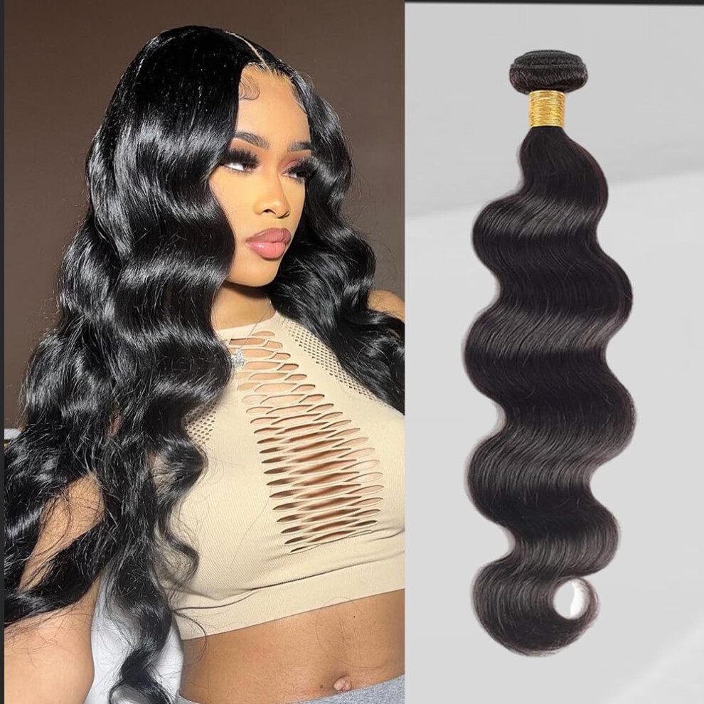 Extensions De Cheveux Br Siliens Naturels Ondul S 12A, 50 Cm, Noirs Et Pais-image