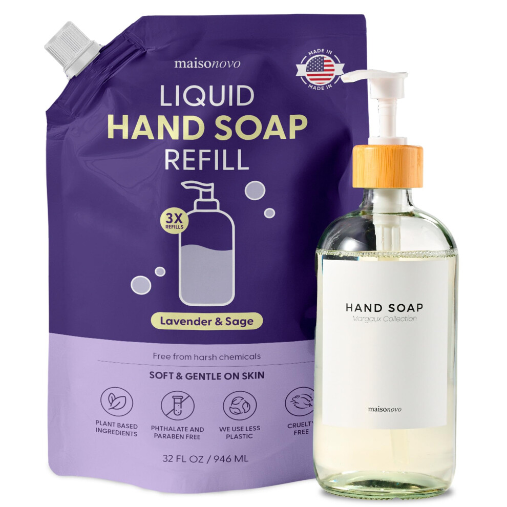 Maisonovo Lavender Hand Soap Refills - Natural Hand Soap Refill Made In Usa - Gentle Non Toxic Hand Soap Refill Good For All Skin Types - Hand Soap Re