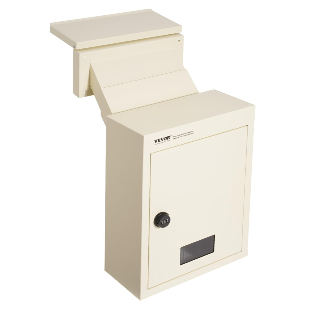 VEVOR Through The Wall Drop Box, Heavy Duty Steel Through The Wall Mailbox with 2.8-7.9 13 Combination Lock, 12.5x6.3x16.9 Mail Drop Box, Beige