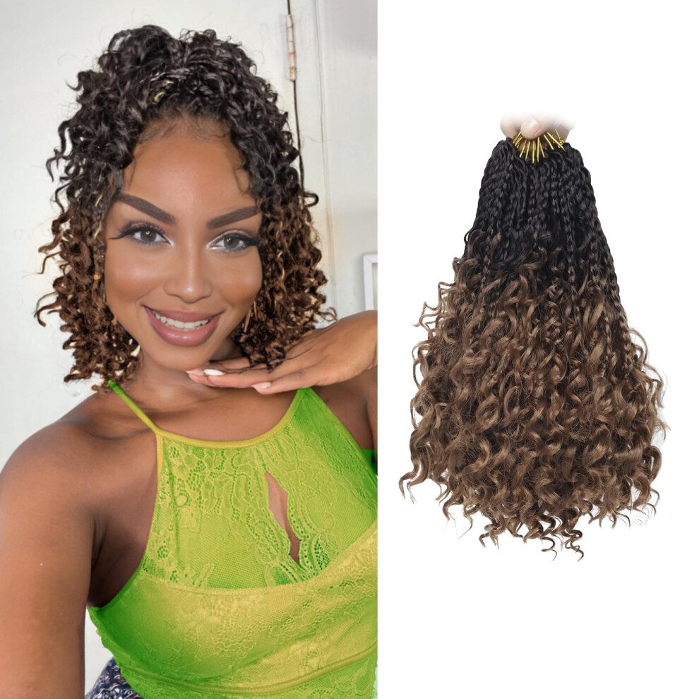 Julen 8 Packs Boho Crochet Box Braids With Curly Ends - 8 Inch Goddess Bohemian Box Braids Crochet Hair For Black Women Pre Looped 3X Crochet Boho Braids(4