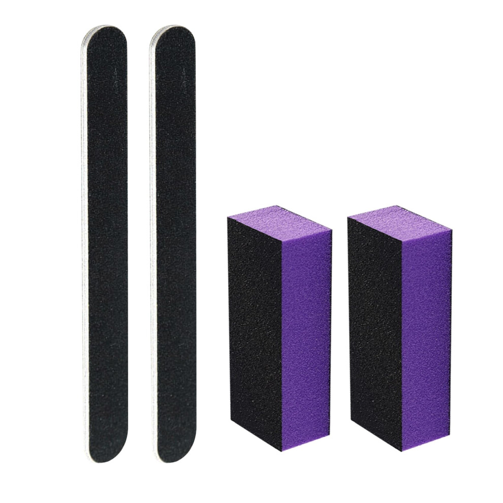 SKYPIA Lot de 4 limes    ongles noires grain 100/180 et bloc polissoir violet    3 faces