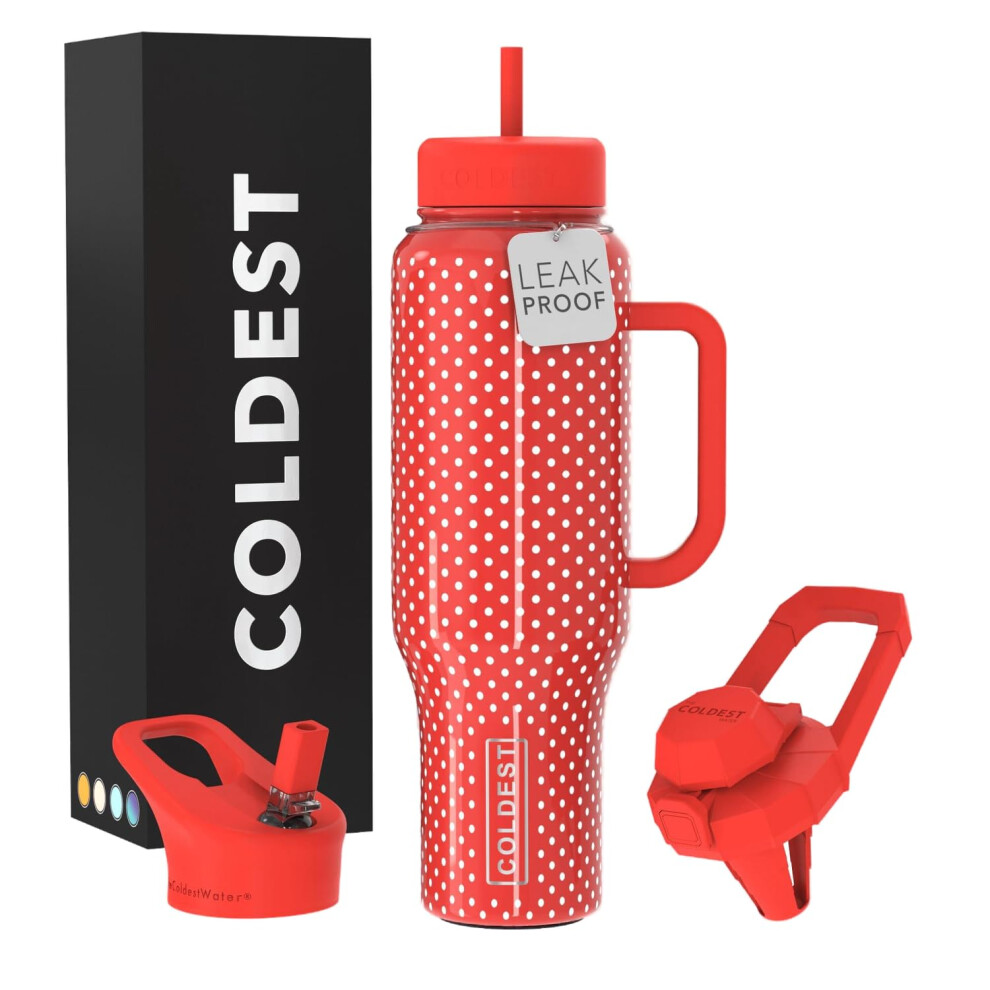 Najzimniejszy Kubek 40 Uncji Z Uchwytem I Sloma - 100% Odpornego Na Wycieki Kubka Z Pokrywka I Sloma (3 Pokrywki) - Kubki Ze Stali Nierdzewnej Dl-image