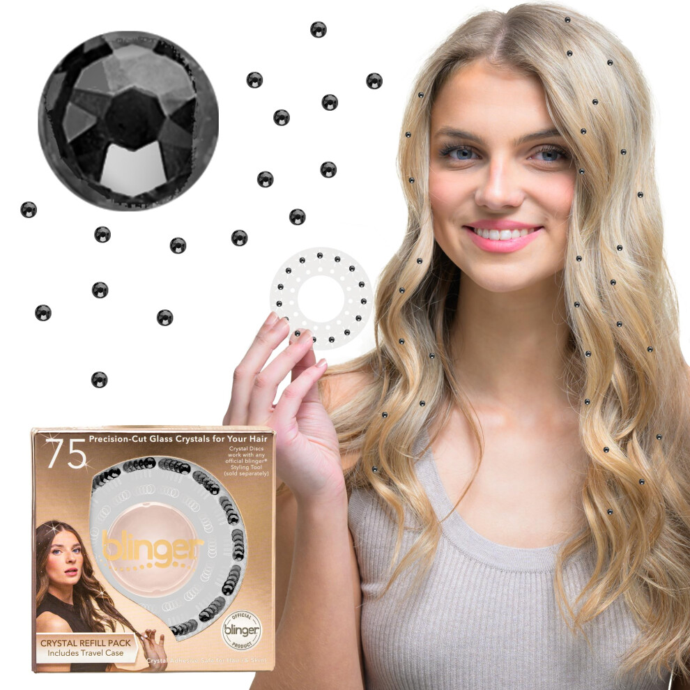 blinger Crystal Refill Pack | 5 schijven - 75 precisiegeslepen glazen kristallen | Stylingtool niet inbegrepen | Black Diamond 4 mm