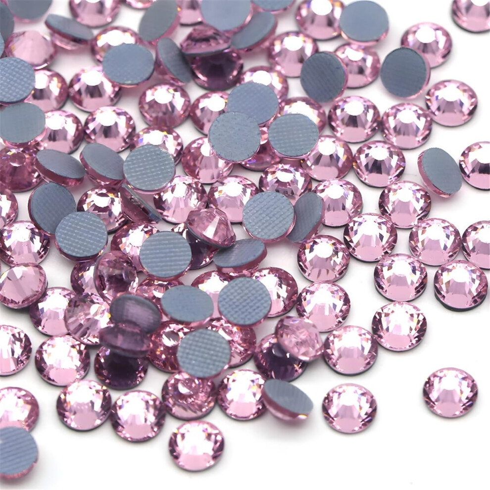 Kzkcy Pink Hotfix Rhinestones Flatback Glass Rhinestone 3000Pcs Ss10 2.7-2.9Mm Round Gems For Nails Art Glitter Crystals Stone Diy Bags Clothes Shoes (Pink)