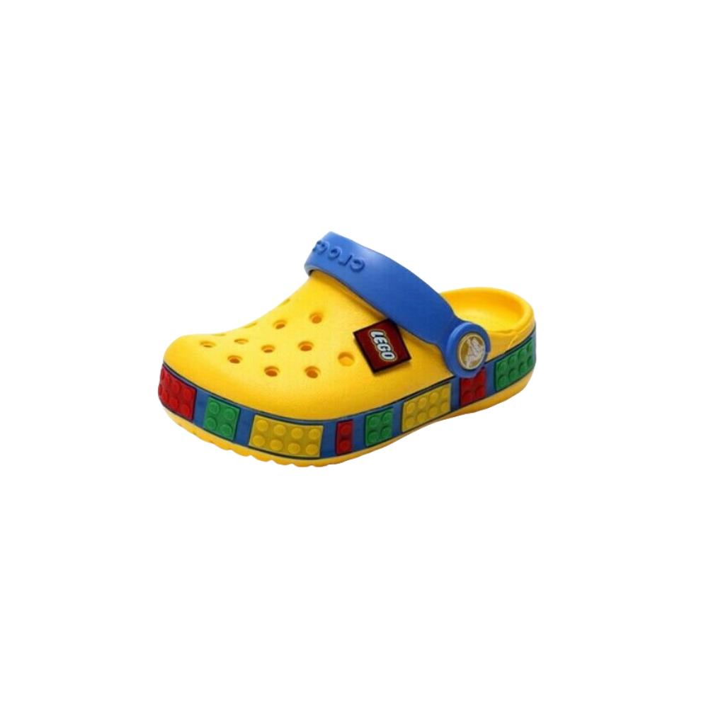 (Yellow/Blue, C10-11=17-17.5cm) Girl Boys Cros Style Crocband Clog Kid Beach Shoes