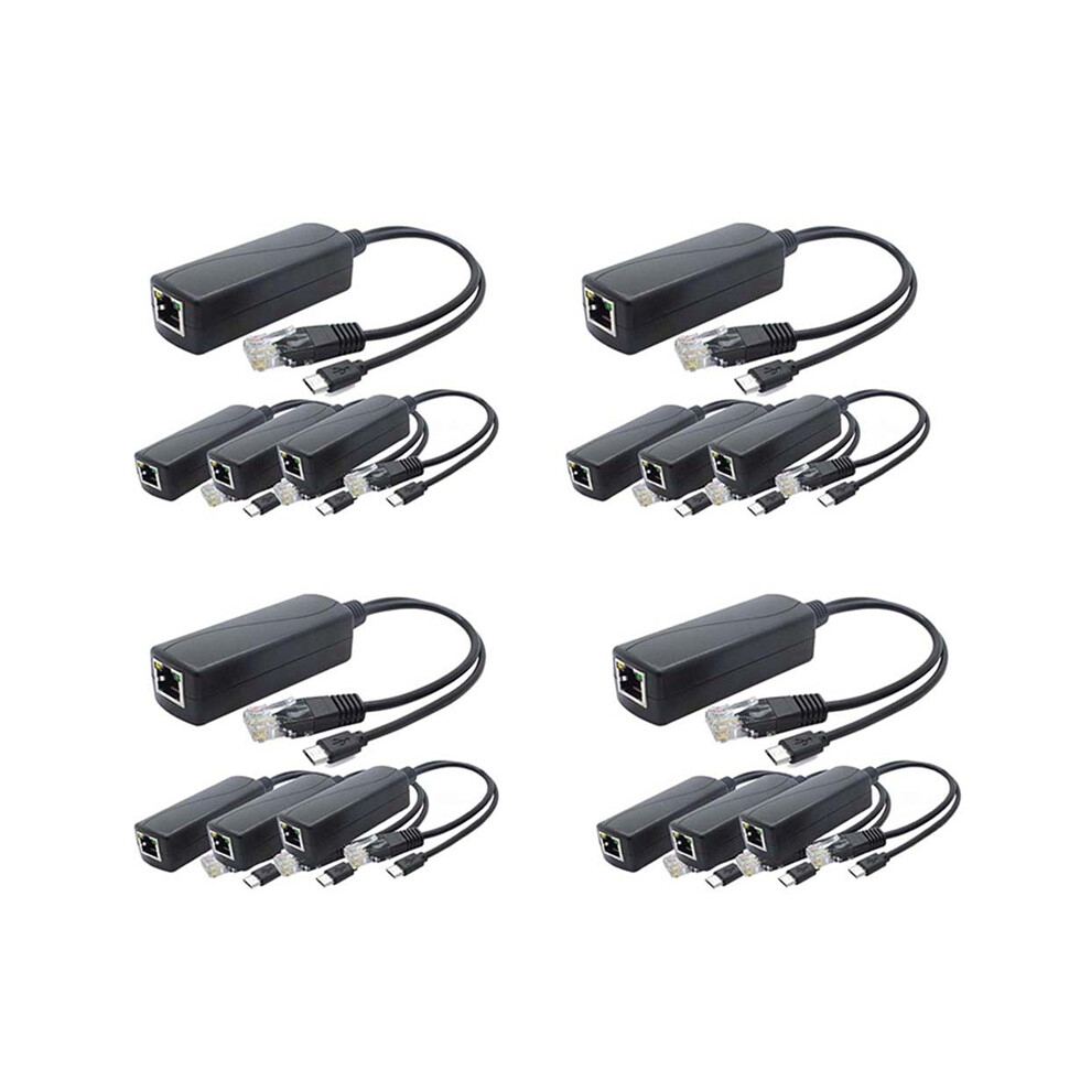 Photos - Switch 16-Pack 5V PoE Splitter, 48V to 2.4A Adapter with Micro-USB Plug, for IP Camera,Tablets,for and More