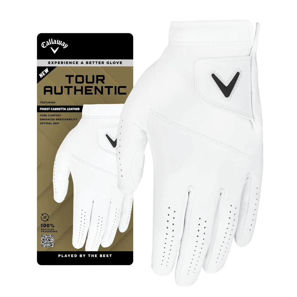 Callaway Golf Tour Authentic Glove (Standard  XX-Large  White  Worn on Right Hand)