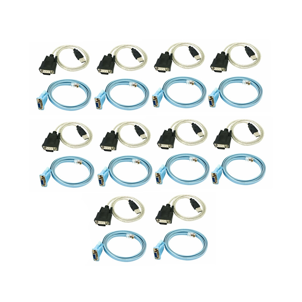 10X Rj45 Network Cable Serial Rj45 To Db9 And Rs232 Usb (2 In 1) Cat5 Ethernet Adapter Lan Console 4853284755281