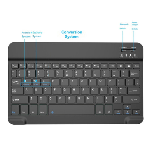 Bluetooth Keyboard Portable for Tablet PC Gaming Accessories Black 1