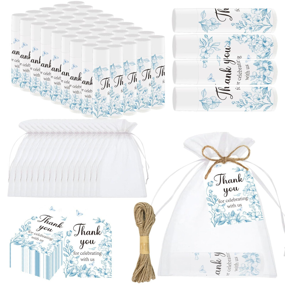 Nlicrst 50 Pcs Bridal Baby Shower Lip Balm Gift Baby Shower Favor Party Wedding And Engagement Party Bulk Lip Balm Thank You Gifts With Card Tags For Guests (