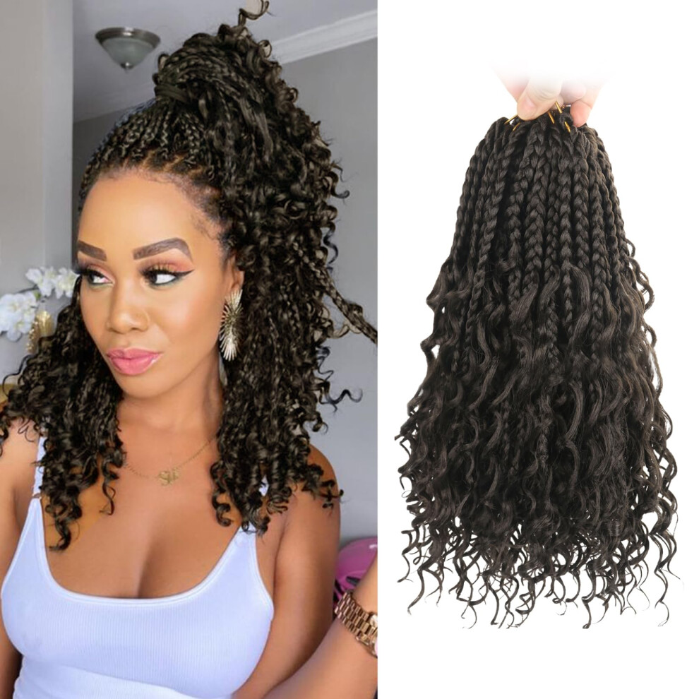 Julen Boho Crochet Braids With Curly Ends 12 Inch Goddess Braids Crochet Hair Pre Looped 3X Bohemian Box Braids Crochet Braids For Black Women #4