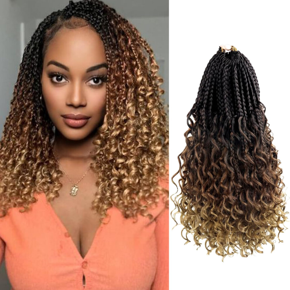 Julen Boho Crochet Braids With Curly Ends 12 Inch Goddess Braids Crochet Hair Pre Looped 3X Bohemian Box Braids Crochet Braids For Black Women Ombre C