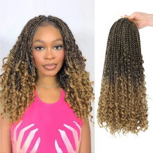 8 Packs Bote de deesse tresses CROCHET CHEAUX POUR FEMMES NOIRES 14 pouces ombre Blonde - Boho Knotless Box tresses Crochet Hair Pre-boucle synt