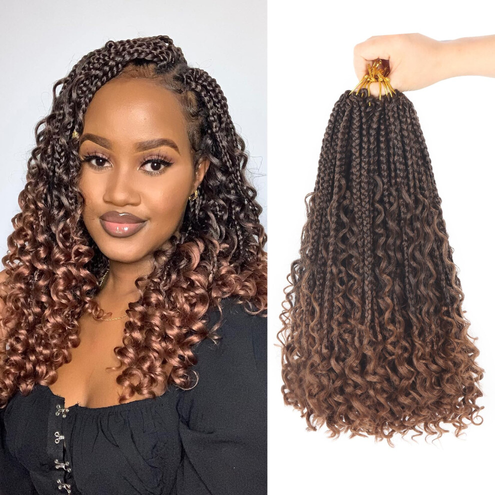 Julen 8 Packs Goddess Box Braids Crochet Hair For Black Women 14 Inch Ombre Brown - Boho Knotless Box Braids Crochet Hair Pre Looped Synthetic 3X Bohemian H