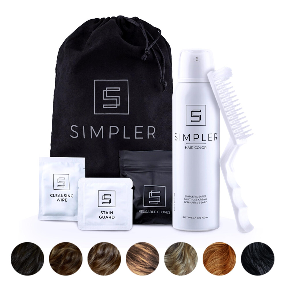 Simpler Hair Color for Men Kit for Full Gray Coverage - Brown Black Hair Dye Foam for Men w/Aloe Vera  Avocado Oil & More - Effortless  Natural Look f