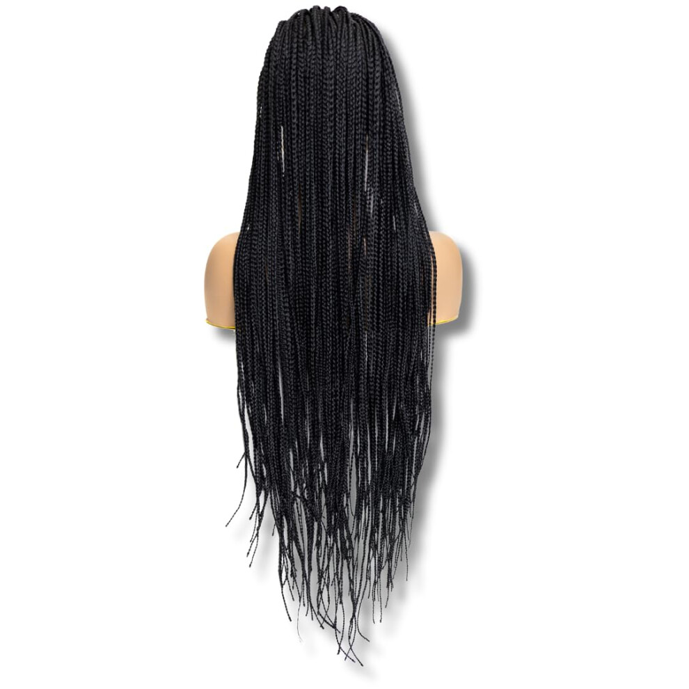 Pib Passion Is Beaut Pib Single Full Lace Knotless Box Braid Wig Square Parted Braided Wigs For Black Women Braid Wig With Natural Baby Hair (#1B Off Black 32)