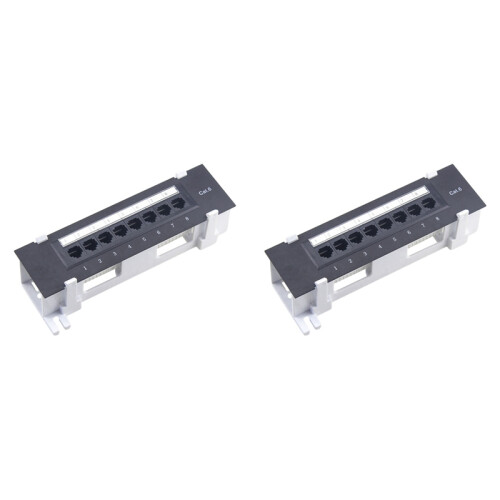 2X 8 Port Patch Panel for Cat. 6 Versatile Data Center Plastic Wall Mount Computer Home Wiring Server Room 1