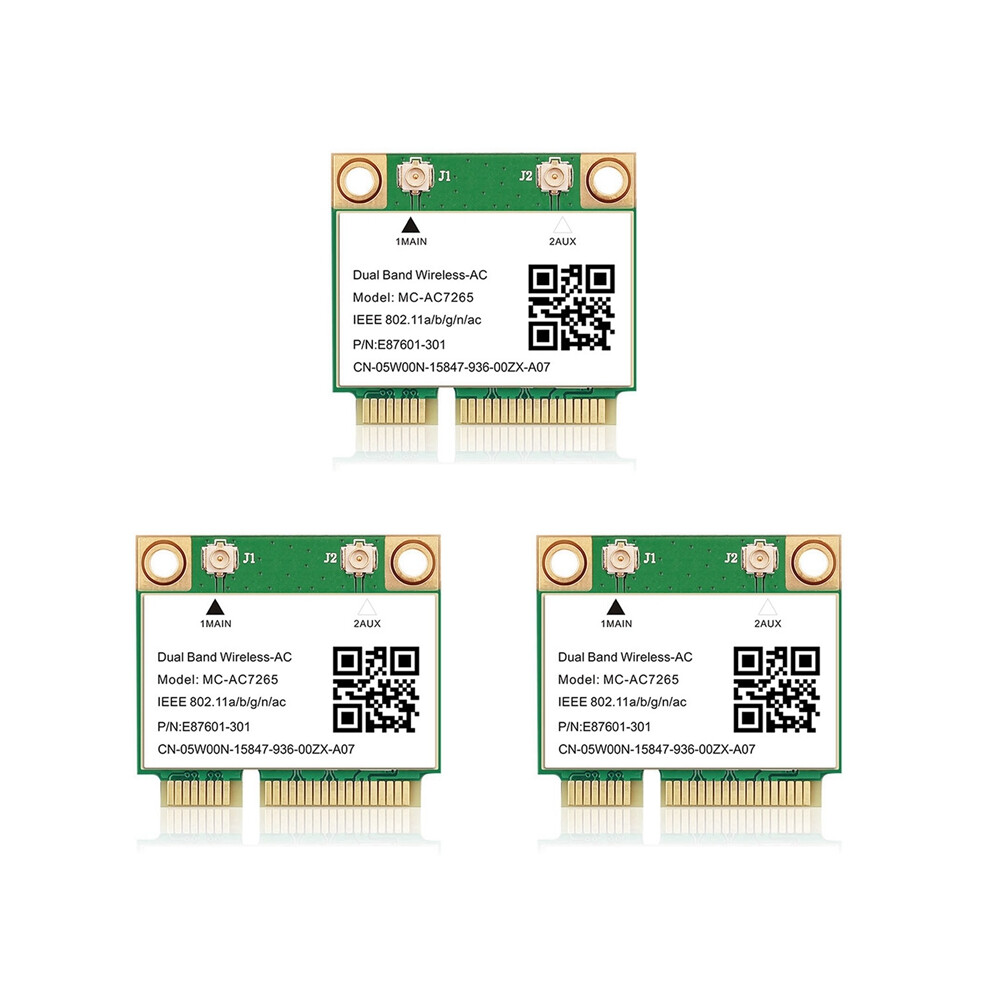 3X 1200Mbps Bluetooth 4.2 Mini Pci-E Wifi Card -Ac7265 Wireless Network 7265 802.11Ac 2.4G 5Ghz 4853284758510