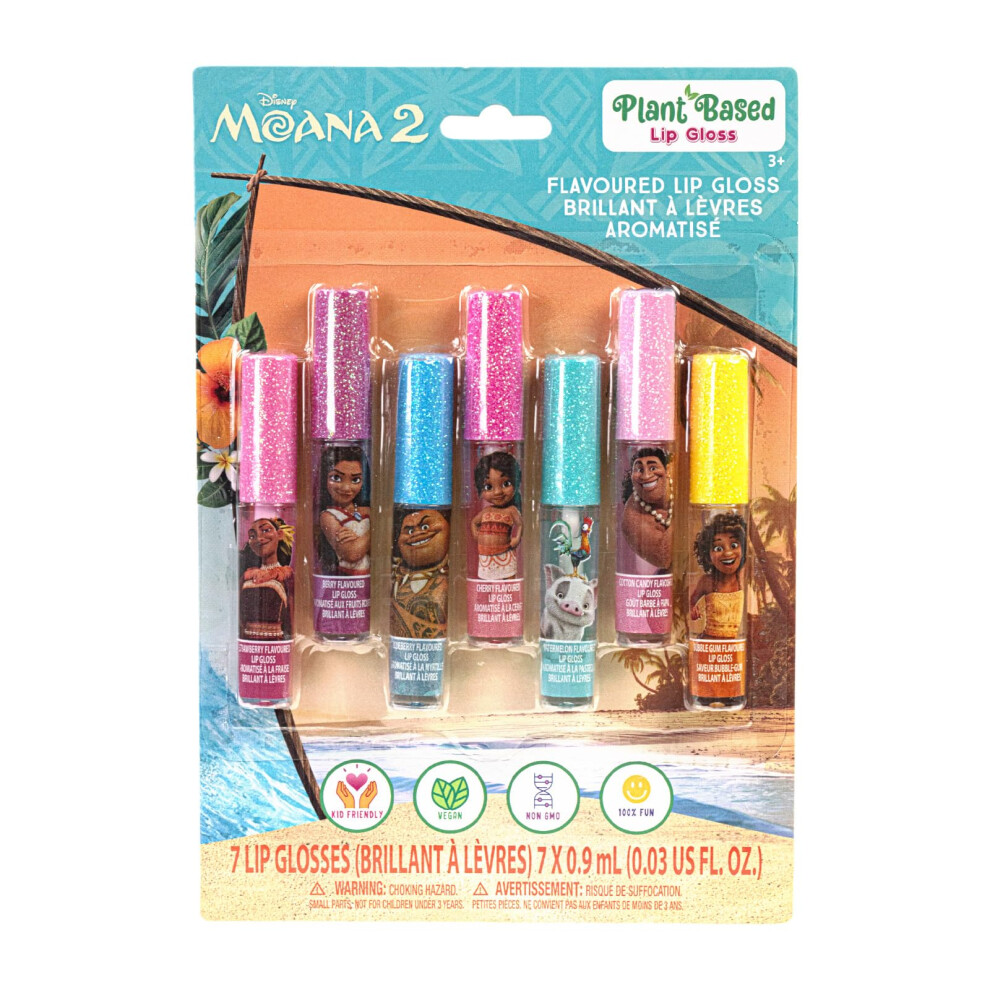 Townley Girl Disney Moana 7 Piece Plant Based Lip Gloss Girls Party Favors First Makeup Set For Girl Perfect For Parties Sleepovers And Birthday Gifts Ages 3