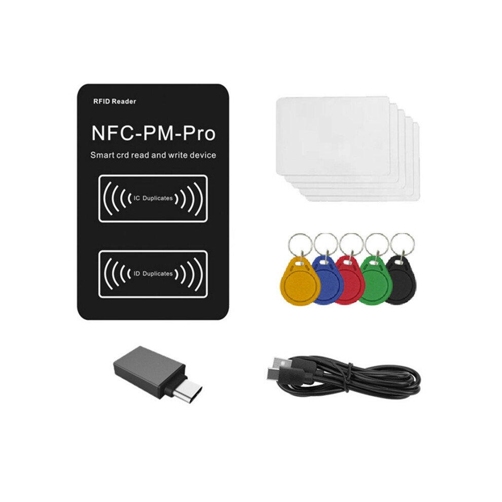 Rfid Smart Chip Reader Pm Pro Decoder+5Xuid Keychain+5Xcuid Card Nfc Key Copier 13.56Mhz 125Khz Badge Write Token Clone Black 4853284767741