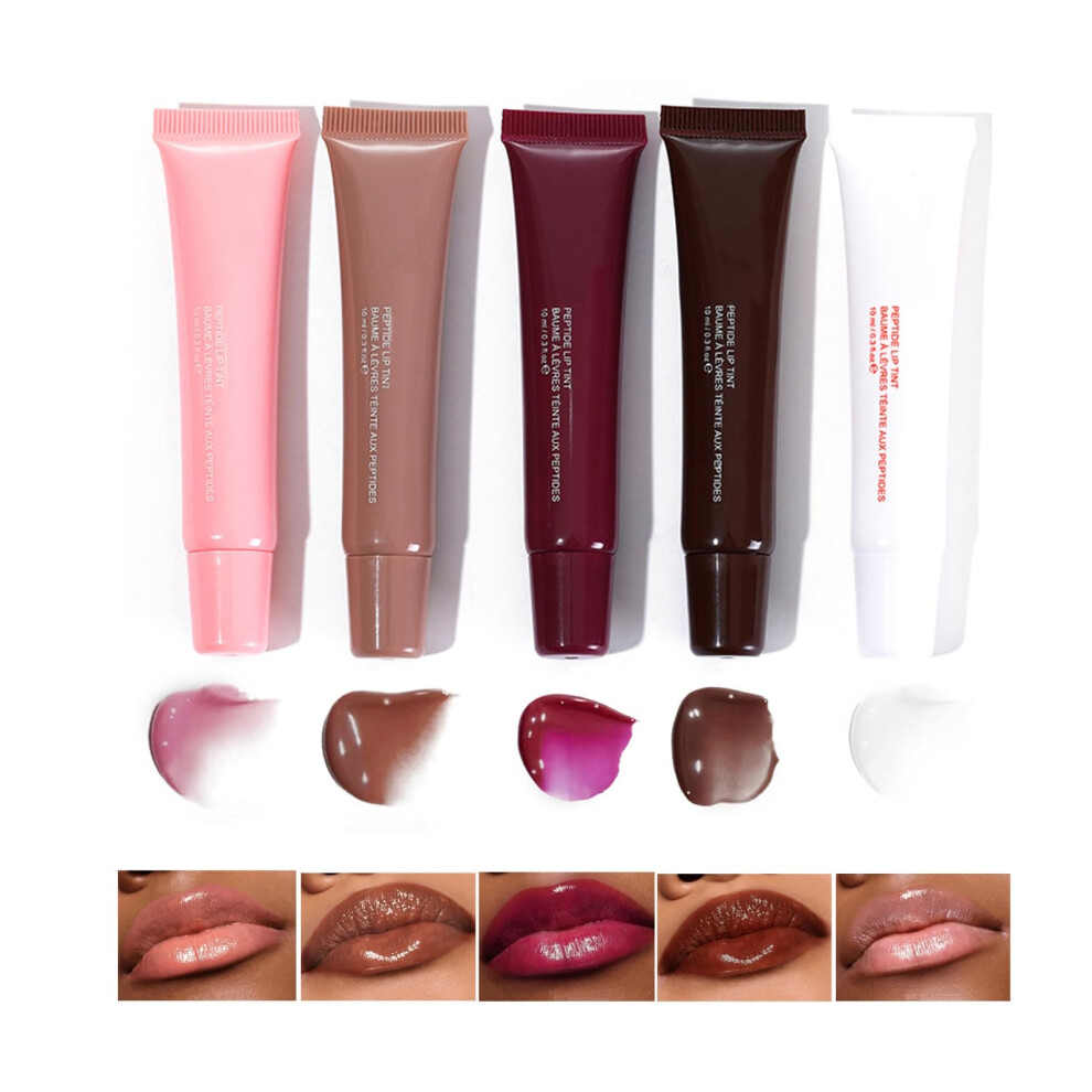 Hudababy 5 Colors Mirror Moisturizing Lip Glaze Lip Plumping Hydrating Lip Gloss Long-Lasting Moisturizing Non-Sticky Lip Oil Quick Lip Moisturizing Long