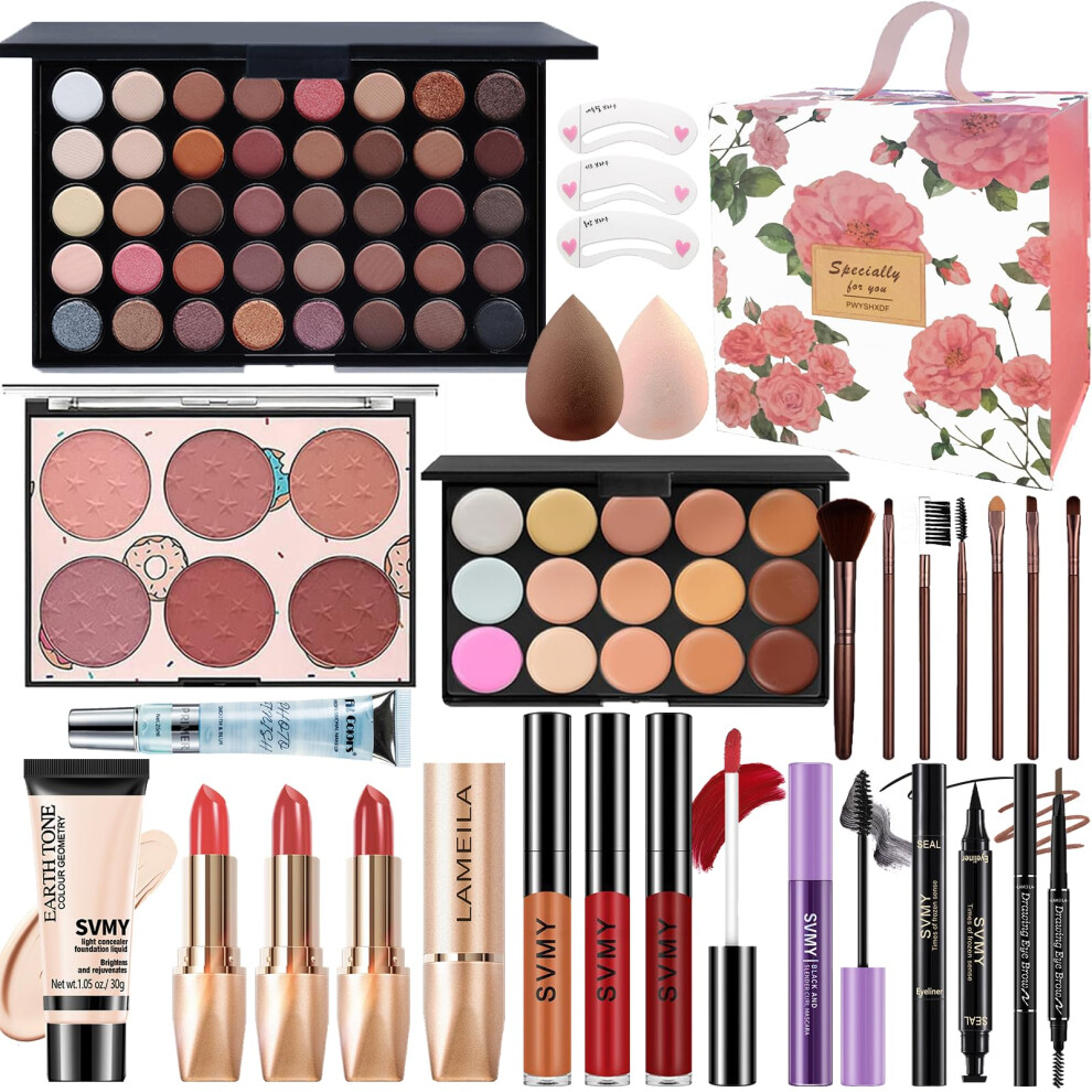 Pwyshxdf Makeup Set For Women Makeup Kit For Beginners Teen Girls Makeup Gift Set For Teens Makeup Kit For Girls Eyeshadow Palette Lip Gloss Face & Eye M