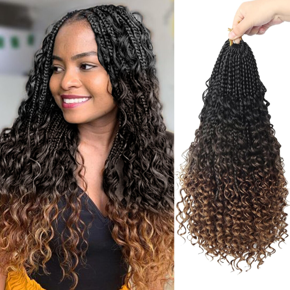 Julen Boho Box Braids Crochet Hair 16 Inch Goddess Braids Crochet Hair Pre Looped Boho Crochet Braids With Curly Ends Bohemian Box Crochet Braids For Black
