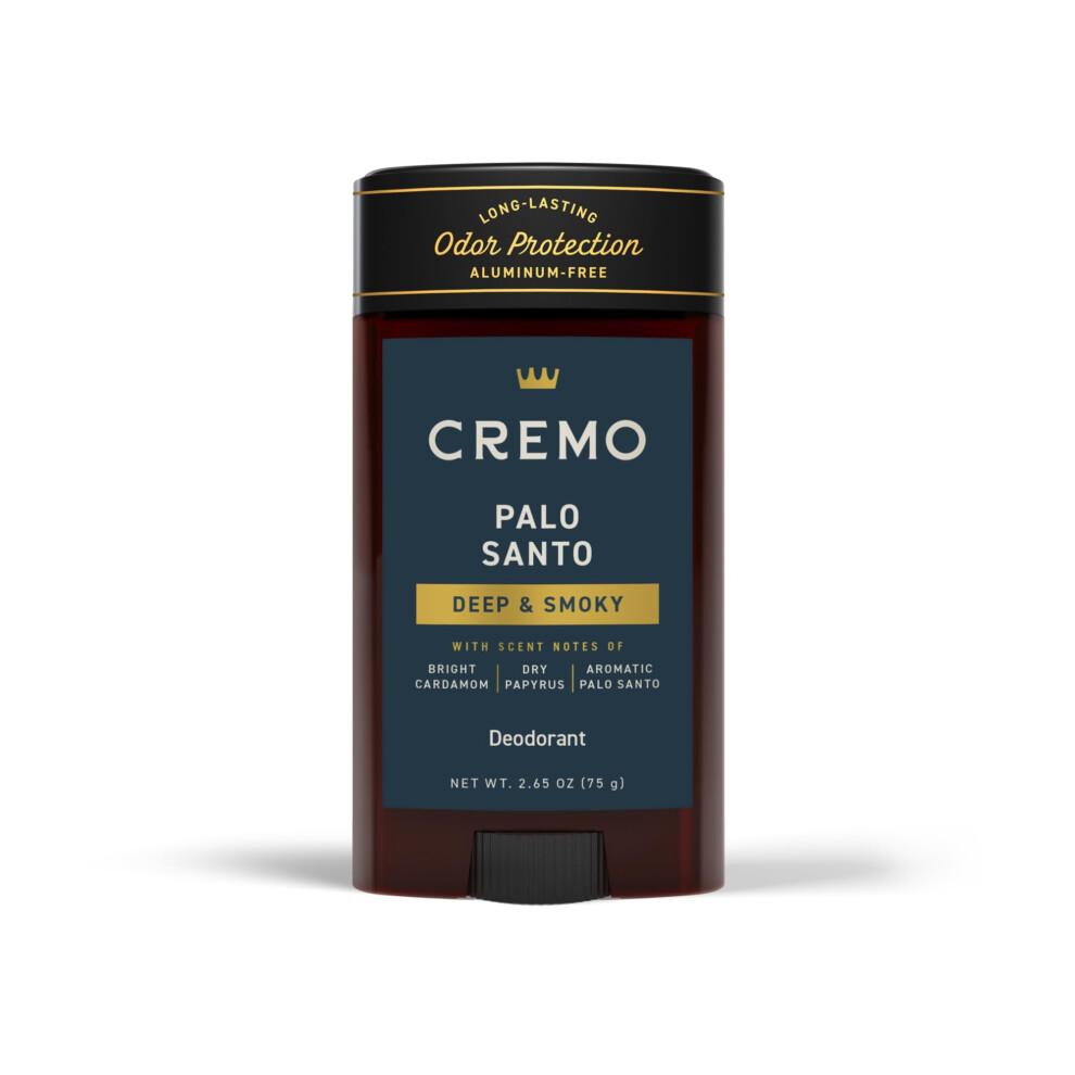 Cremo Palo Santo Aluminum Free Deodorant For Men 48-Hour Long Lasting Odor Protection 2.65Oz