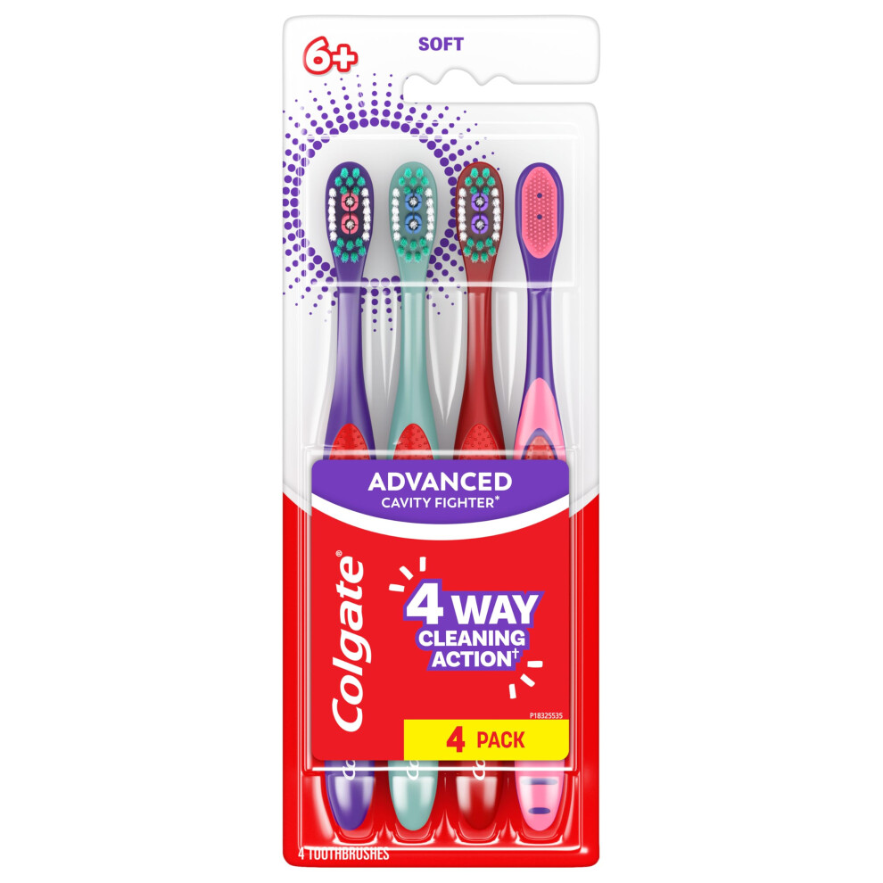 Colgate Extra Soft Kids Toothbrushes Advanced Cavity Fighter Kids Toothbrush Pack Extra Soft Bristles Help Remove Plaque And Stains For A Gentle Cle