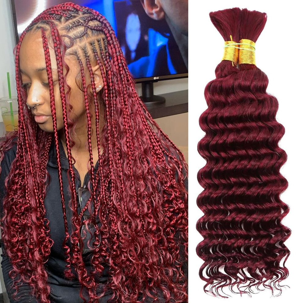 Lemeiily Unisex Not,Specified Human Braiding Hair 2 Bundles 100G 16Inch Deep Wave Bulk Human Hair For Braiding No Weft Curly Braiding Hair Bulk Curly Human Hair For Boho Braids 12A