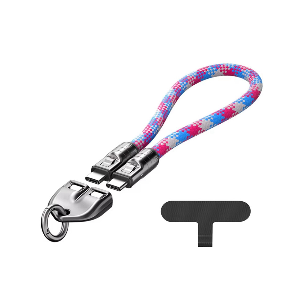 2 In 1 240W Pd3.1 Data Cable Portable Phone Lanyard Type C To Fast Charging Cord, Pink 4853284768052